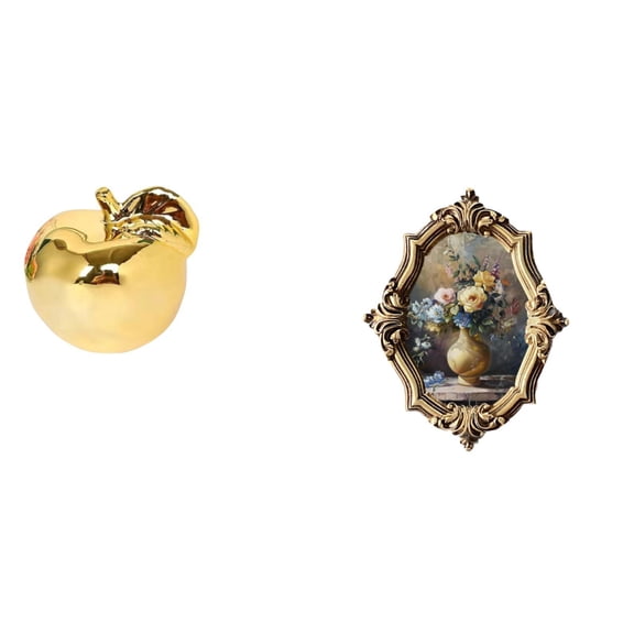 Decorative Statue Fruit Sculpture Photo Frame Ceramic Material for Home Office Bedroom Display