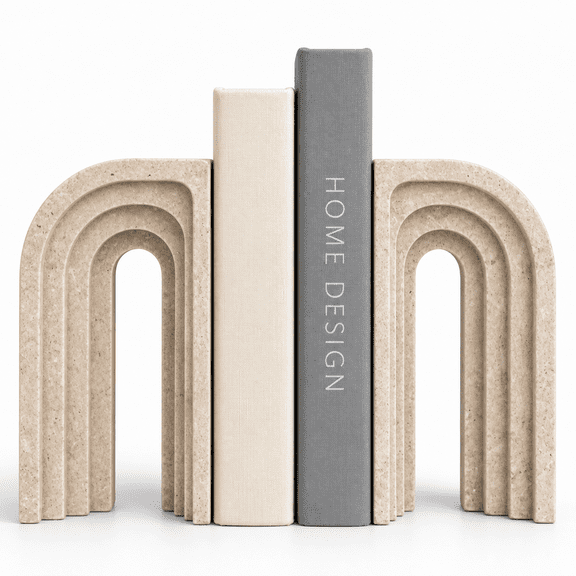Decorative Stone-Inspired Bookends Set of 2 for Shelves Home Office