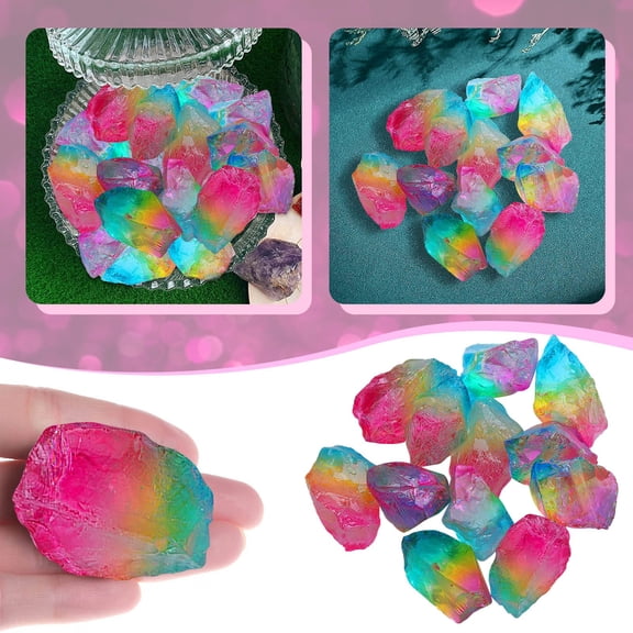 Decorative Stones 2 Natural Rough Stone Electroplating Spray Paint Colorful Pendant Jewelry for DIY Craft Home and Unique Stone, 3 cm, Red