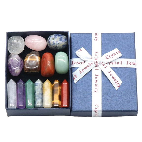 Decorative Stones Set Of 14x Rare For Peace Natural Reiki Stone 14 End, 3x8.8x6.8 cm, Blue2