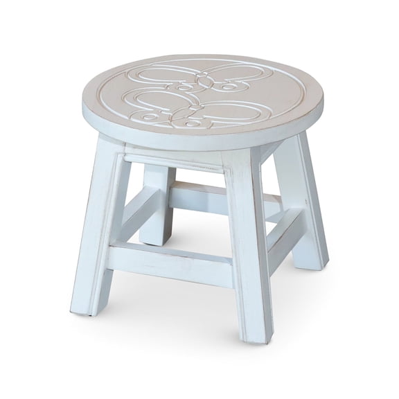 Decorative Stool with Fun Designs | Used as Ottoman or Child's Seating | Constructed with Strong Rubberwood | Compact and Transportable