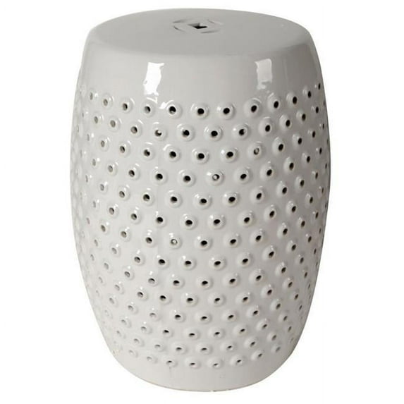 Decorative Stool with Splendid Pattern, White