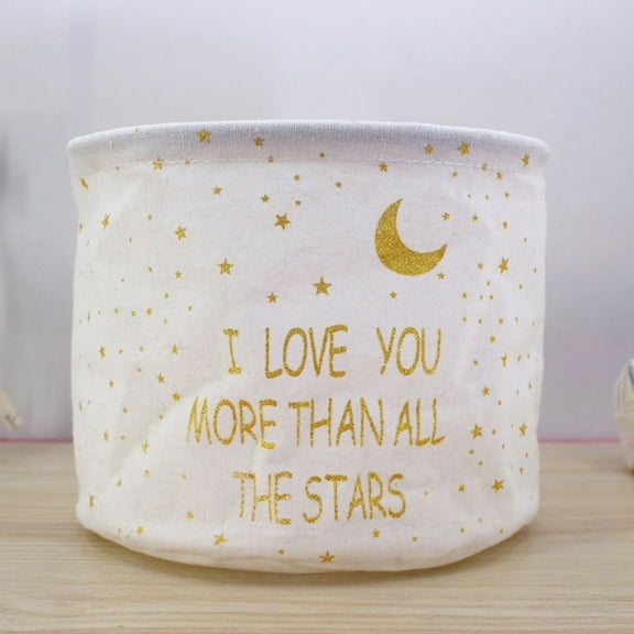 Decorative Storage Baskets White Cylinder Woven Bin Vertical Blue Gray Stripes Inspirational Text Home Bedroom Shelf Accent