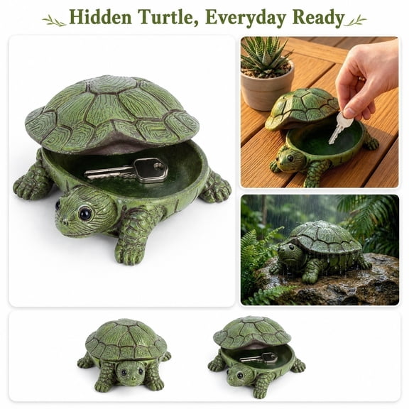 Decorative Storage Box Cute Turtle Shaped Small Storage Box Home and Desk Desktop Organizer Green Home Decor Keepsake Storage Ornament Container for Home Office 1 Piece