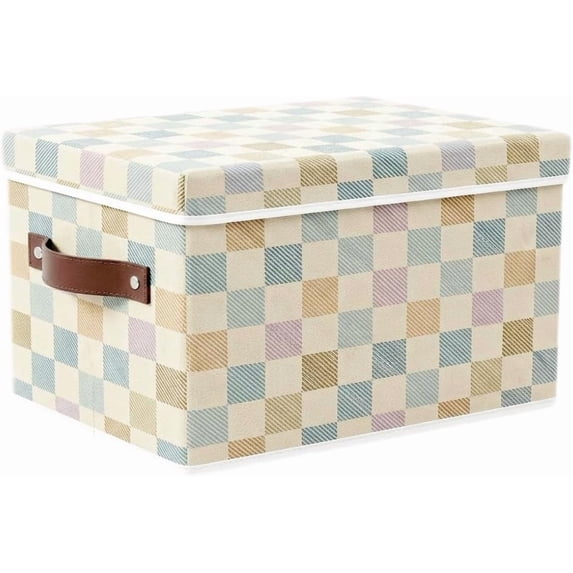 Decorative Storage Boxes with Lids, 19.7x15.7x11.6 in, Pastel Plaid ...