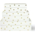 thumbnail image 1 of Decorative Storage Boxes with Lids, 3 Pack Sturdy Organizer Storage Bins, Includes Small Medium Large Pink Nesting Boxes with Magnetic Closure, Gold Dot with Script, 1 of 15