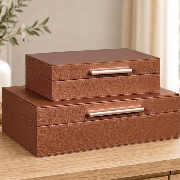 Decorative Storage Boxes with Lids-Set of 2, Memory Box for Keepsakes
