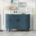 thumbnail image 1 of Decorative Storage Cabinet, Modern Curved Sideboard Wooden Console Coffee Bar Cabinet with 4 Doors and Adjustable Interior Shelves for Living Room, Kitchen, Bedroom, Hallway (Blue, 47.2-Inch ), 1 of 8