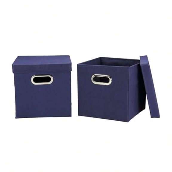 Decorative Storage Cube Set with Removable Lids Navy 2-Pack