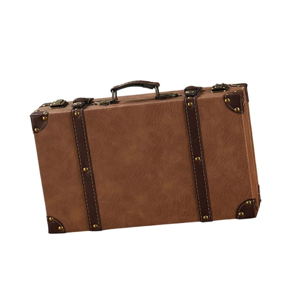 Decorative Storage Trunk Combining Wood Structure And Vintage1eatherDesign Portable1eatherStorage Suitcase