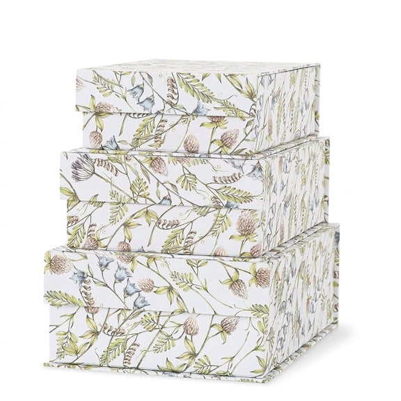 - Decorative Storboxes With Lids Set Of 3 Garden | Cardboard Keepsakeic Closure Pretty Flgift For Photos And Cards Nesting Memory