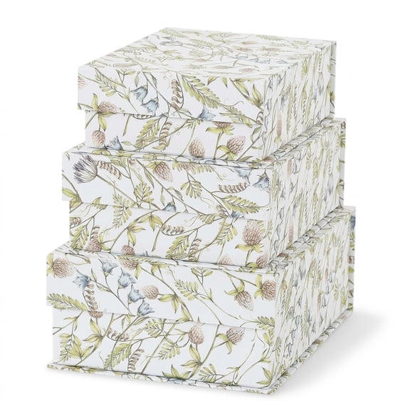 - Decorative Storboxes With Lids Set Of 3 Garden | Cardboard Keepsakeic Closure Pretty Flgift For Photos And Cards Nesting Memory