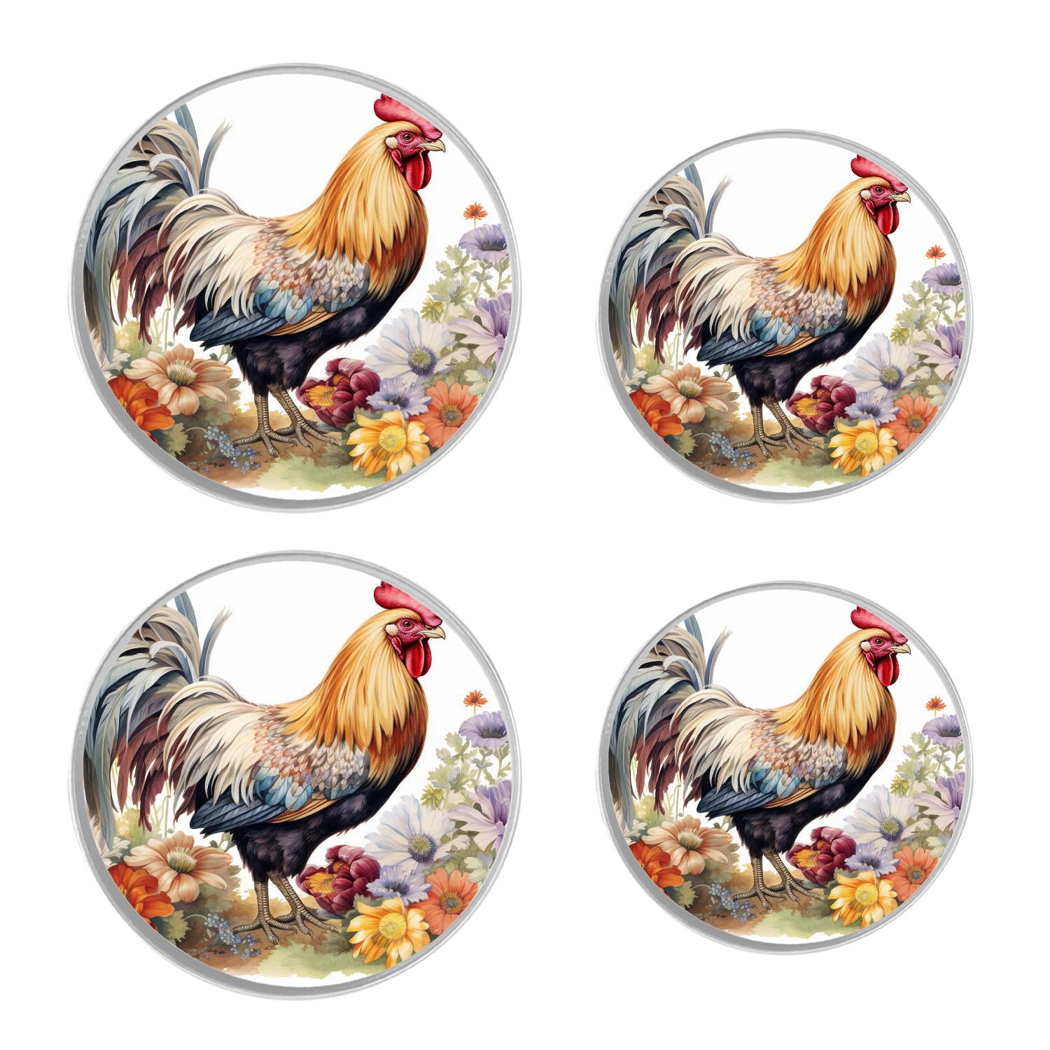 Decorative Stove Burner Covers 4 Pcs Decorative Electric Stove Burner Covers 8Inch And 10Inch ,Colorful Rooster multicolor