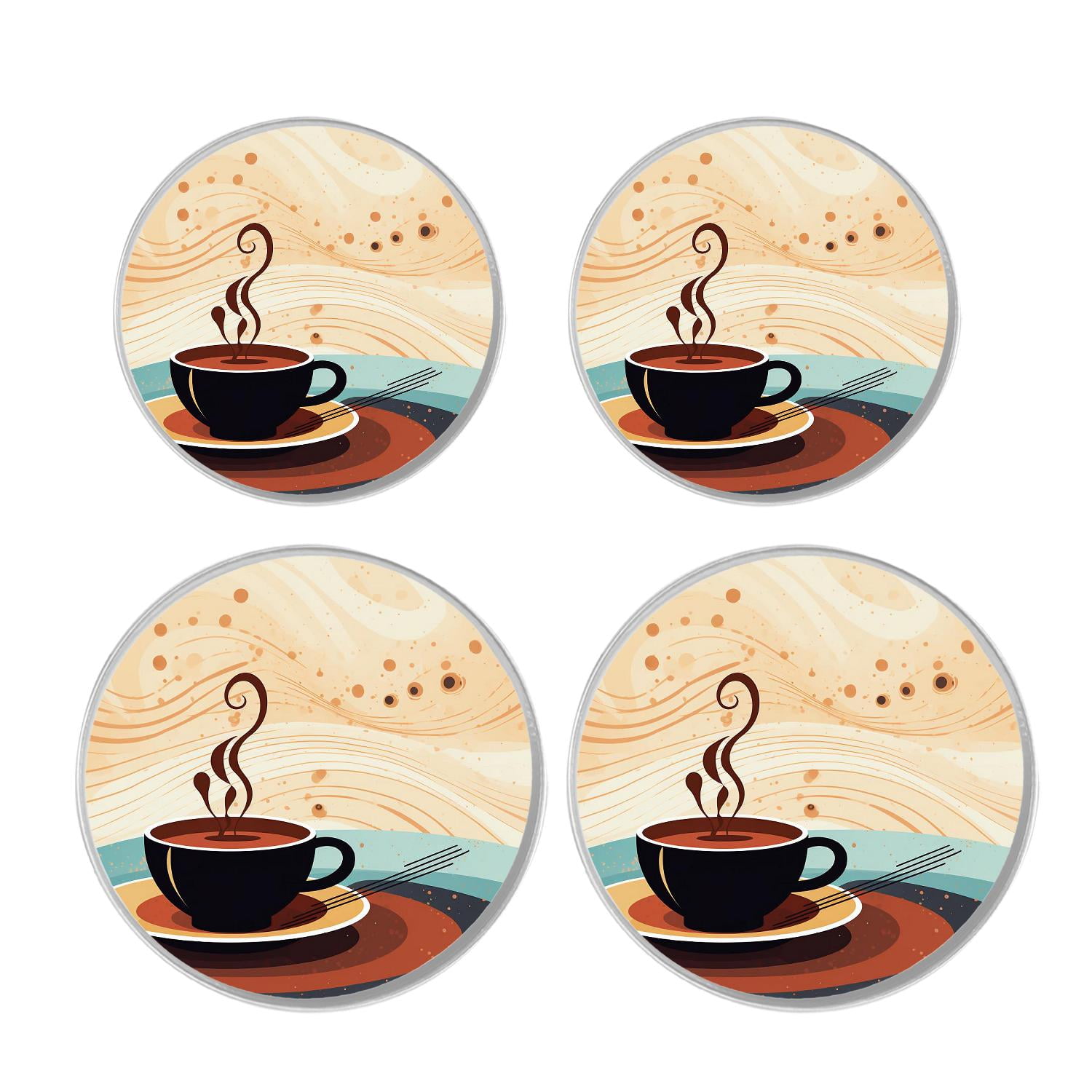 Decorative Stove Burner Covers 4 Pcs Metal Gas Stove Burner Cover 8Inch And 10Inch ,Coffee Bean Coffee Painting