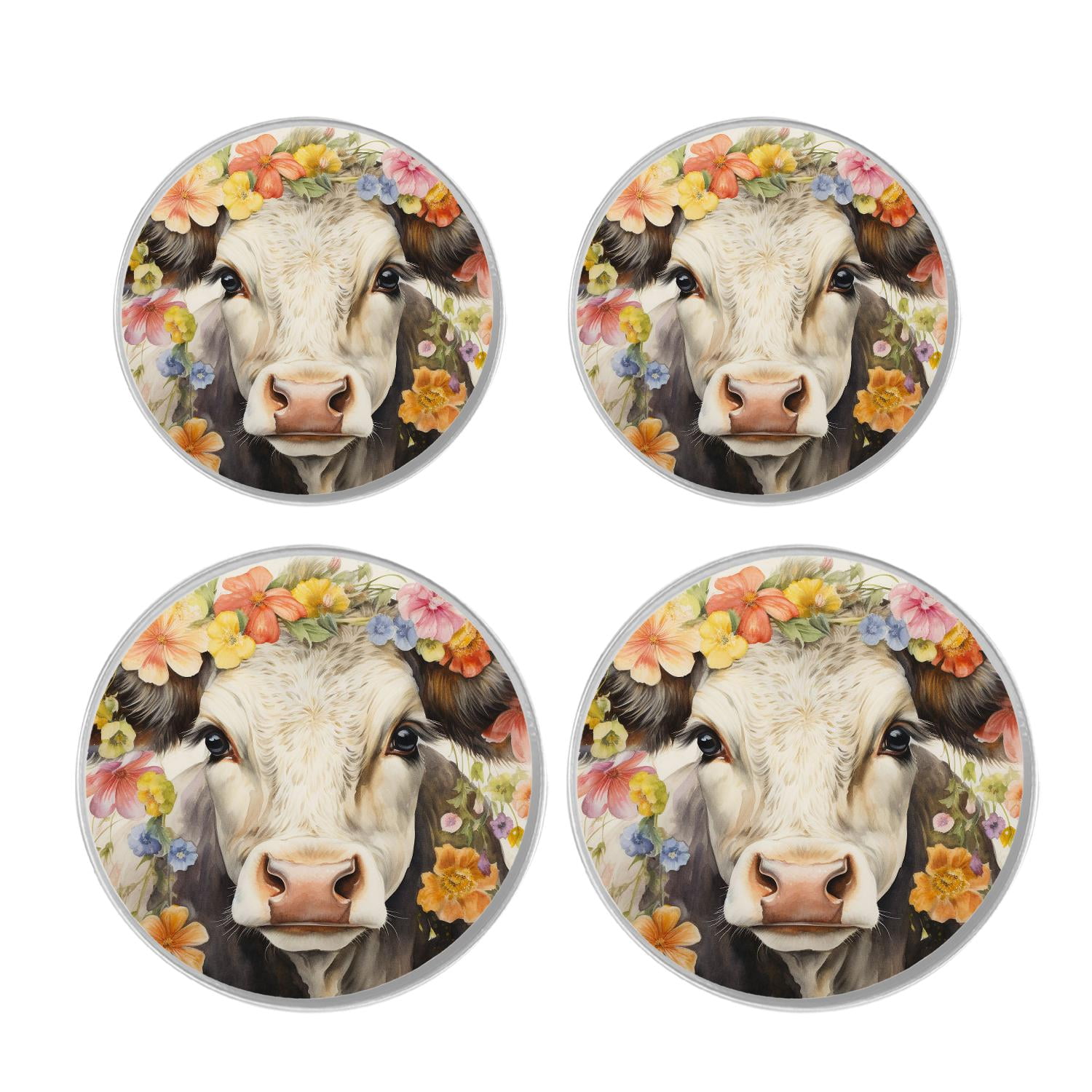Decorative Stove Burner Covers 4 Pcs Metal Gas Stove Burner Cover 8Inch And 10Inch ,Farmhouse Cow Wooden Exquisite