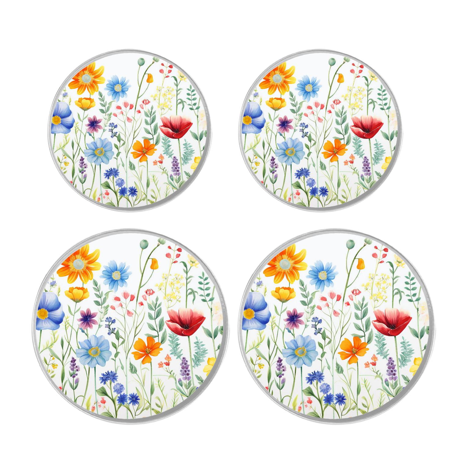 Decorative Stove Burner Covers 4 Pcs Metal Gas Stove Burner Cover 8Inch And 10Inch ,Flowers And Full Moon Small Animals In The Forest art