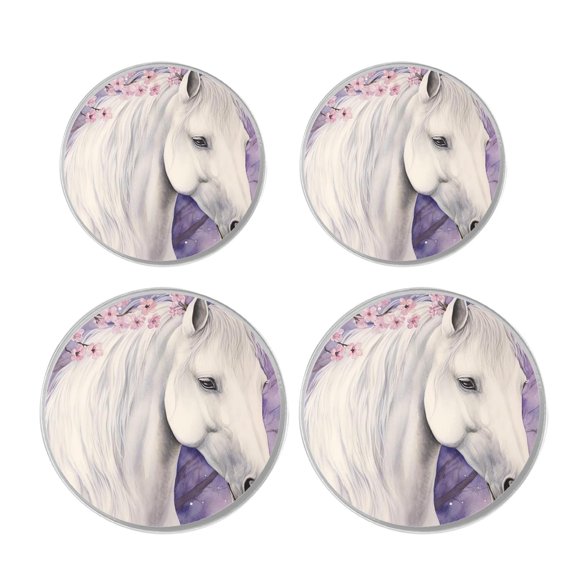 Decorative Stove Burner Covers 4 Pcs Metal Gas Stove Burner Cover 8Inch And 10Inch ,Oil Painting Horse Cherry Blossom creative pattern