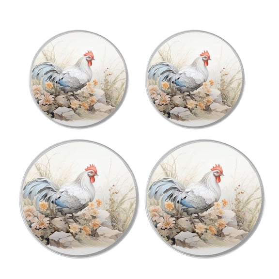 Decorative Stove Burner Covers 4 Pcs Metal Gas Stove Burner Cover 8Inch And 10Inch ,Rooster Turkey and Duck image