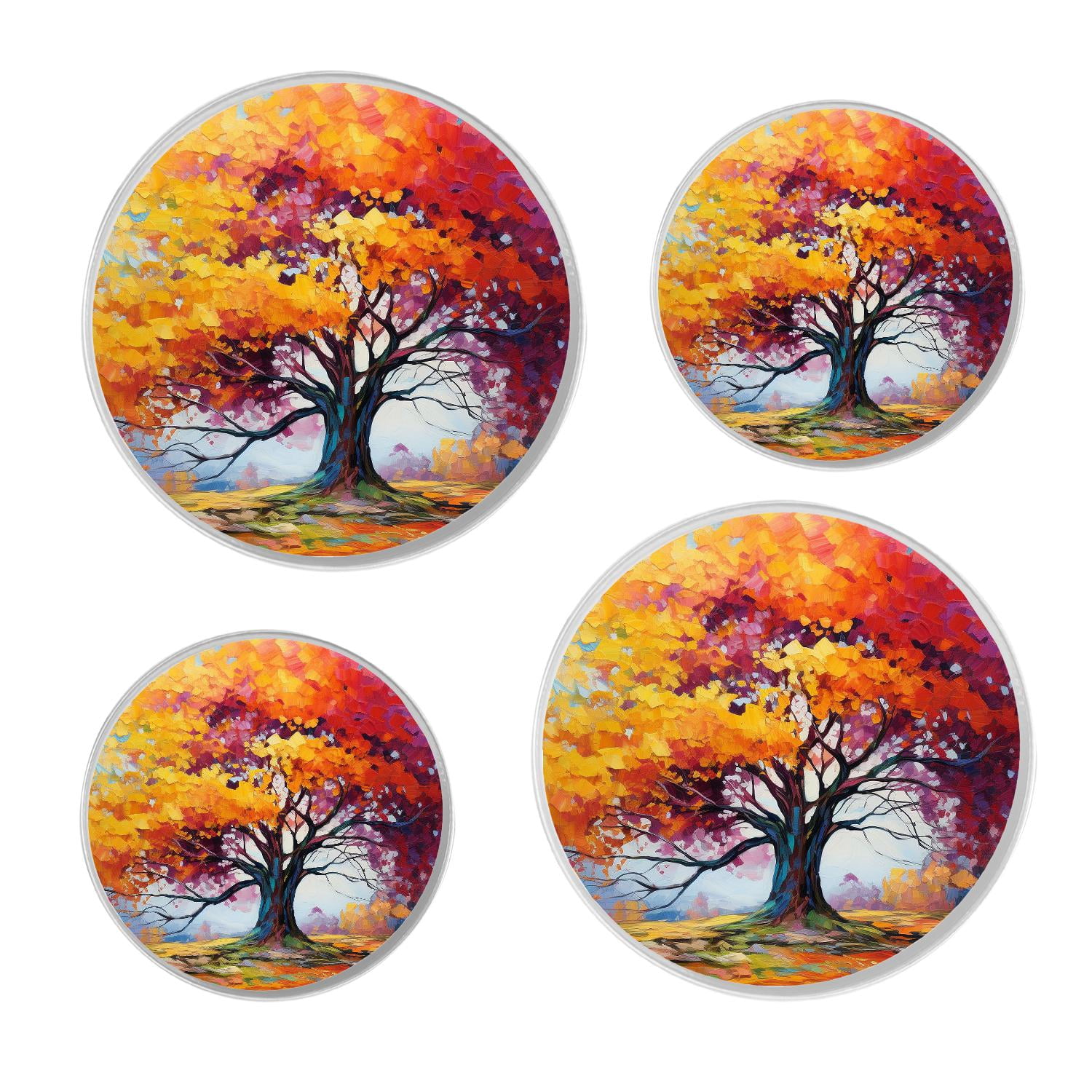 Decorative Stove Burner Covers 4 Pcs Metal Round Stove Burner Covers 8Inch And 10Inch for Home Decor Cooktop Decorative ,Autumn Forest Fall Orange Leaves print