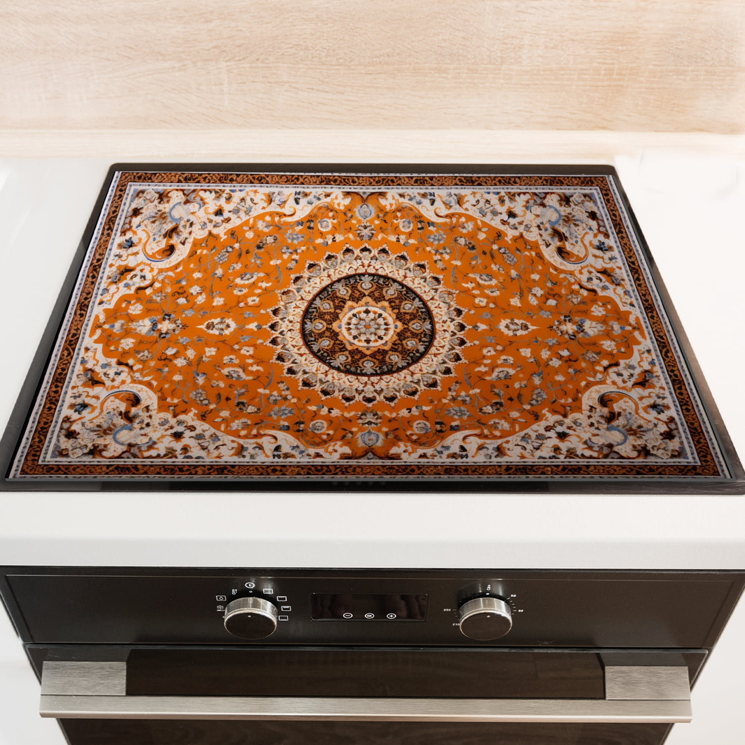 Decorative Stove Top Covers, Bohemia Flowers Vintage Mandala Print Heat Resistant Countertop Protector Mat, Multifunctional Kitchen Decor Pad for Kitchen RV (28×20 Inch)