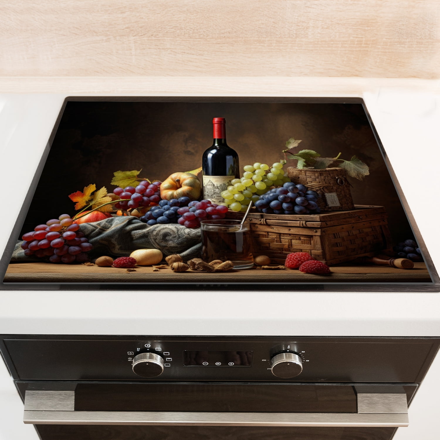 Decorative Stove Top Covers, Wine Bottle Vintage, Square Flat Stove Top Cover, Foldable Waterproof Mat for Kitchen RV (28×20 Inch)