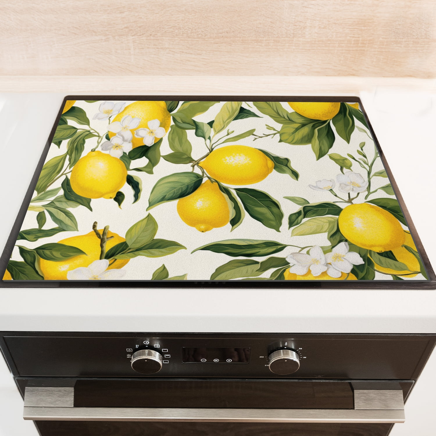 Electric Stovetop Cover, Fresh Lemon Fruits, Glass Stove Protector, Glass Induction Cooktop Protector mat, Non-slip Foldable Decoration pad for Kitchen RV (28×20 Inch)