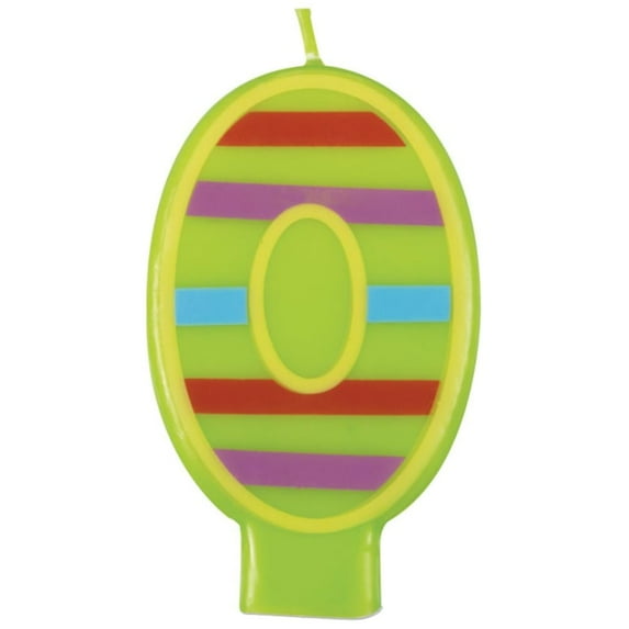 Decorative Striped Number 0 Birthday Candle