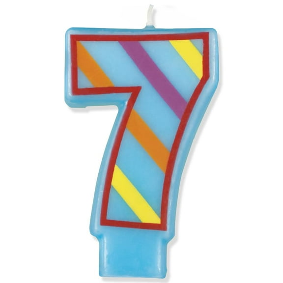 Decorative Striped Number 7 Birthday Candle