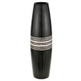 thumbnail image 1 of Decorative Stripes Black Rounded 14-inch Natural Mango Tree Wood Vase, 1 of 6