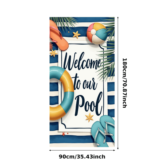 Decorative Summer Pool Banner Welcome Pool Beach Theme for Outdoor Party Kids Gathering Poolside Celebration