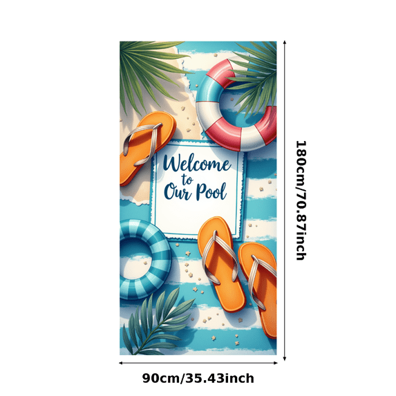 Decorative Summer Pool Banner Welcome Pool Beach Theme for Outdoor Party Kids Gathering Poolside Celebration