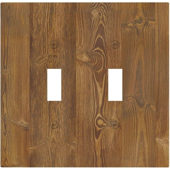 Decorative Switch Plate Covers Rustic Brown Wood Wooden Texture 2 Gang Double Toggle Outlet Light Switch Cover Light Switch Cover Plate Outlet Light Switch Cover For Bedroom Living Room Decor