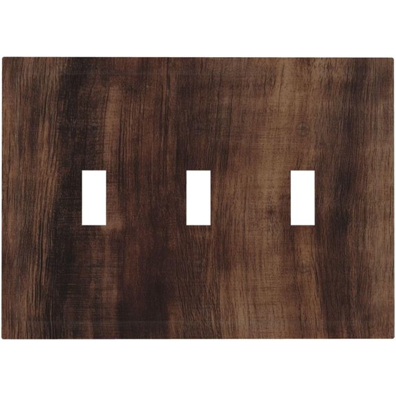 Decorative Switch Plate Covers Rustic Farmhouse Brown Wood Barn Door 3 Gang Light Switch Cover Plate Triple Toggle Wall Plate Light Switch Covers for Bathroom Decor