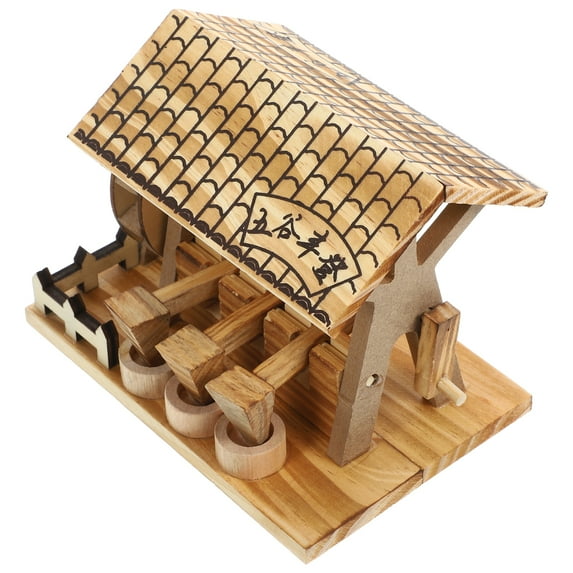 Clispeed Water Wheel Model Traditional Style Wood Khaki 1Pcs for Living ...