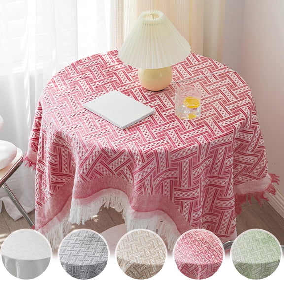 Decorative Tablecloth Rectangular Cotton Yarn Tassel Cover for Coffee Tables and Living Room Furniture Home Decor Accent Topliu
