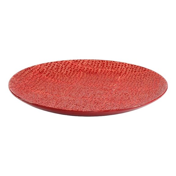 Decorative Tabletop Accent Plate- 20 Inch Red Gold Speckled Finish