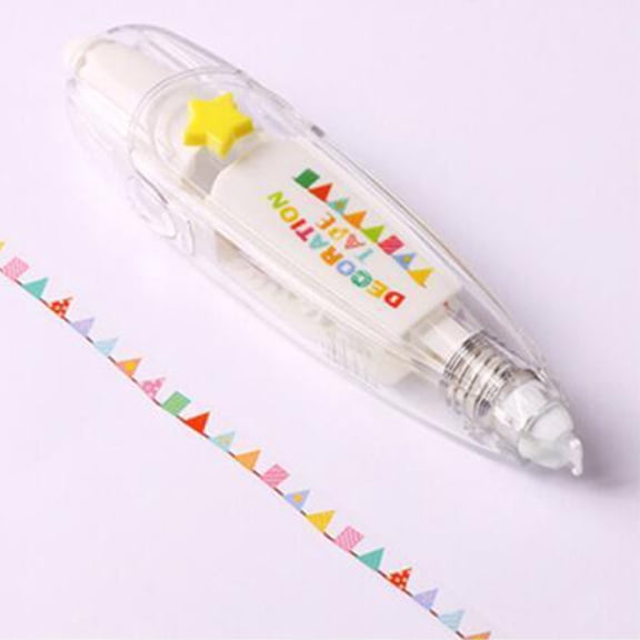 Decorative Tape Pen with Pattern Roller, Instant Application Tape Dispenser, DIY Photo Album Correction Tape Pen for Notebook