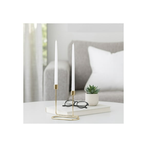 Decorative Taper Candle Holders for Living Home Decor - Swirl Candle Holder Centerpieces for Table, Office and Mantel - Modern Metal Taper Candlestick Holders for Entryway - 8" Gold & Metallic