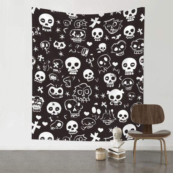 Decorative Tapestries 60x51in Wall Wall Hanging Unmarked Peg Hook For Picnic Cloth Porch Hanging Tablecloth Bedspread Weird Skull Head