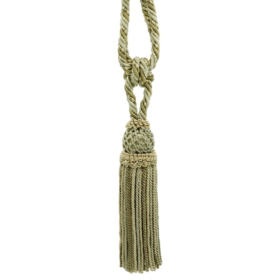 Decorative Tassel Tieback, Tassel Length 8" (20cm), 35" Spread (88.5cm) (Style# TBE8), Olive Beige Multicolor #EL04 (Light Beige, Olive Green) Sold Individually