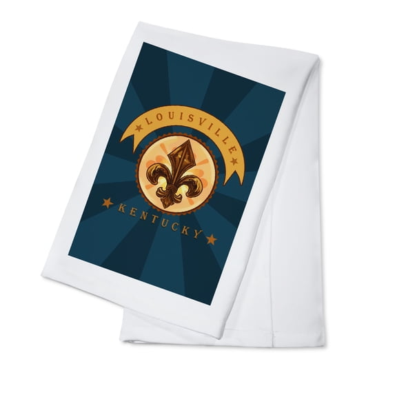 Decorative Tea Towel, Apron Louisville, Kentucky, Fleur de Lis,, Unisex, Adjustable, Organic Cotton