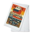 thumbnail image 1 of Decorative Tea Towel, Apron Maine, Nautical Geometric, Unisex, Adjustable, Organic Cotton, 1 of 3