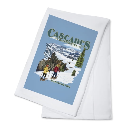 Decorative Tea Towel, Apron North Cascades, Washington, Snowshoer Scene,, Unisex, Adjustable, Organic Cotton