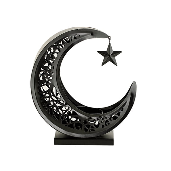 Decorative Tealight Stand Mooned Shape Metal Candelabrum Hollowed Engraved Stand for Home Wedding Decoration
