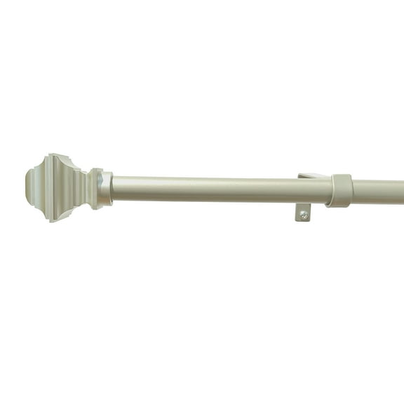 Decorative Telescopic Metal Curtain Rod, 28" to " Contemporary Round PVC Finials, Ultra Durable Brackets 3/4" Diameter Window Drapery Rod, - Antique Finial
