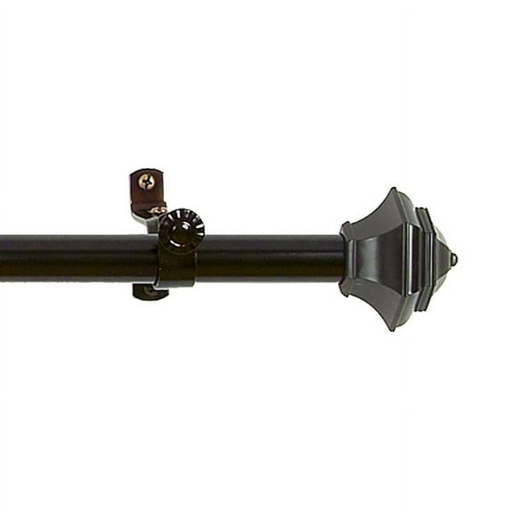 Decorative Telescopic Metal Curtain Rod, 28 to Inches Contemporary Round PVC Finials, Ultra Durable Brackets 3/4 Inch Diameter Drapery Rod for Window Treatment, Brown/Black-Antique