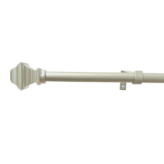 Decorative Telescopic Metal Curtain Rod, 28" to 48" Ryder Round PVC Finials, Nickel