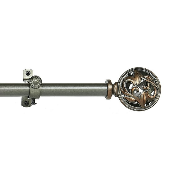 Decorative Telescopic Metal Curtain Rod, to 86 Inches Contemporary Round PVC Finials, Ultra Durable Brackets 3/4 Inch Diameter Drapery Rod for Window Treatment, Gray/Bronze-