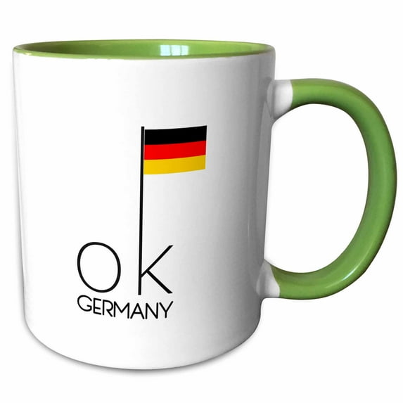 3drose, Decorative Text Ok Germany and the German Flag on White Background, 15oz Two-tone Green Mug