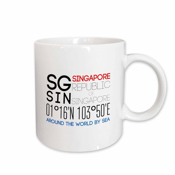 3drose, Decorative Text Sg Sin Singapore, Geographic Coordinates, 11oz Mug